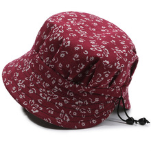 春夏季女帽可折叠小碎花盆帽时装休闲女帽防风帽子布帽老太太礼帽