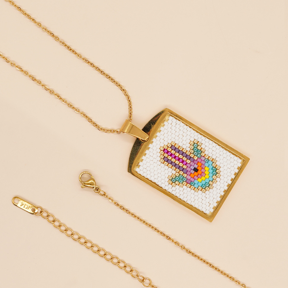 Bohemian Devilu0027S Eye Heart Shape Stainless Steel glass Irregular Necklace 1 Piece