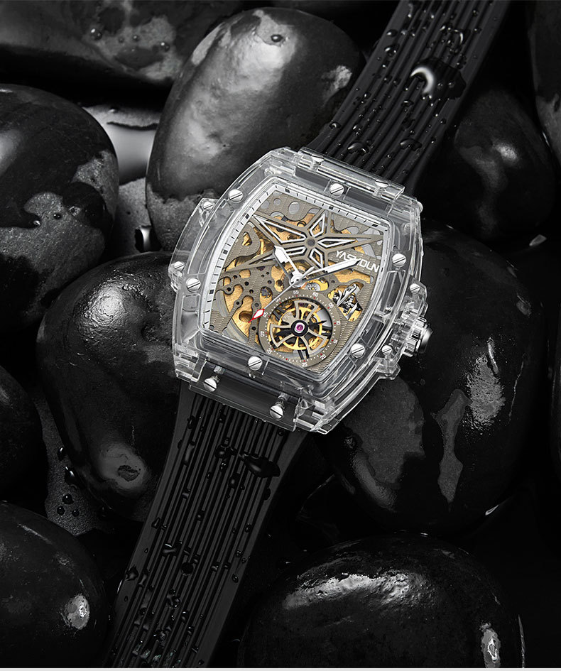 Men's Mechanical Watch Transparent Shell With Nightlight Waterproof_voghion.com