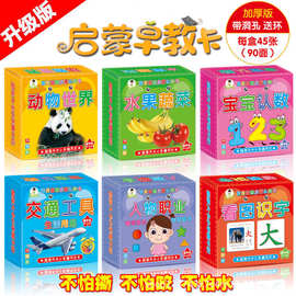 儿童双面益智玩具识字卡 宝宝启蒙动物卡片有图无图认知早教卡