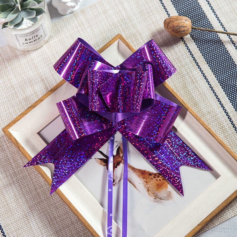 Venta caliente transfronteriza 50 láser mano dibujado flor Regalo De vacaciones decoración del partido arco dibujado flor cinta Navidad dibujado flor