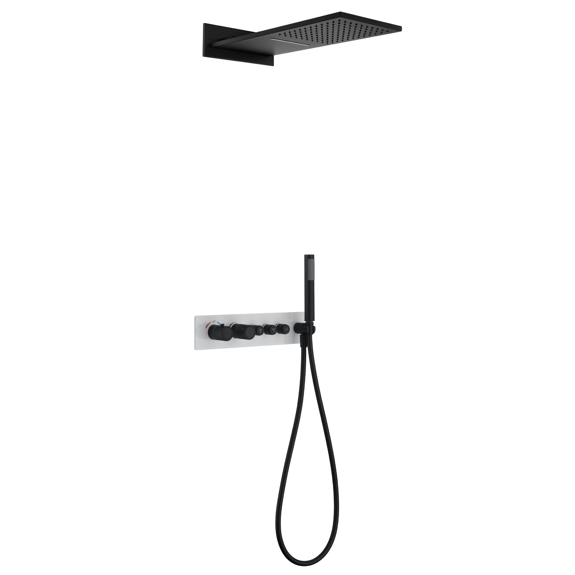 Traje de ducha de pared gris de pistola dividida de cobre transfronterizo oculto ducha de baño presurizado