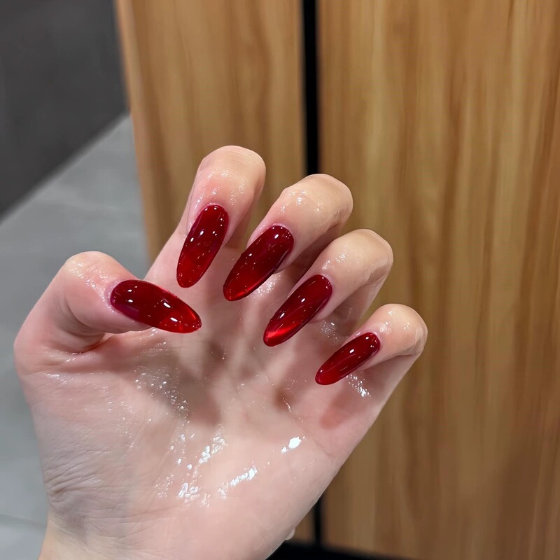 Red Cat Eye Whitening New Year's Eve Simple High-End Elegant Mid-Length Detachable Handmade Wearable Manicure Patch Red Cat Eye Whitening New Year's Eve Simple High-End Elegant Mid-Length Detachable Handmade Wearable Manicure Patch