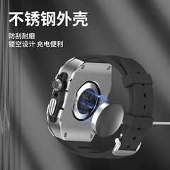 316L不鏽鋼表殼用於蘋果Ultra49mm氟橡膠錶帶+iwatch S9 45mm改裝