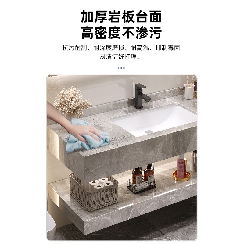 Gabinete de baño moderno y simple combinación de encimera de cerámica de pizarra brillante hotel de alojamiento residencial inodoro lavabo lavabo