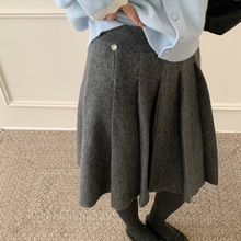 2025秋冬新款气质针织百褶羊毛兔绒百褶及膝大摆毛线半身裙子女潮