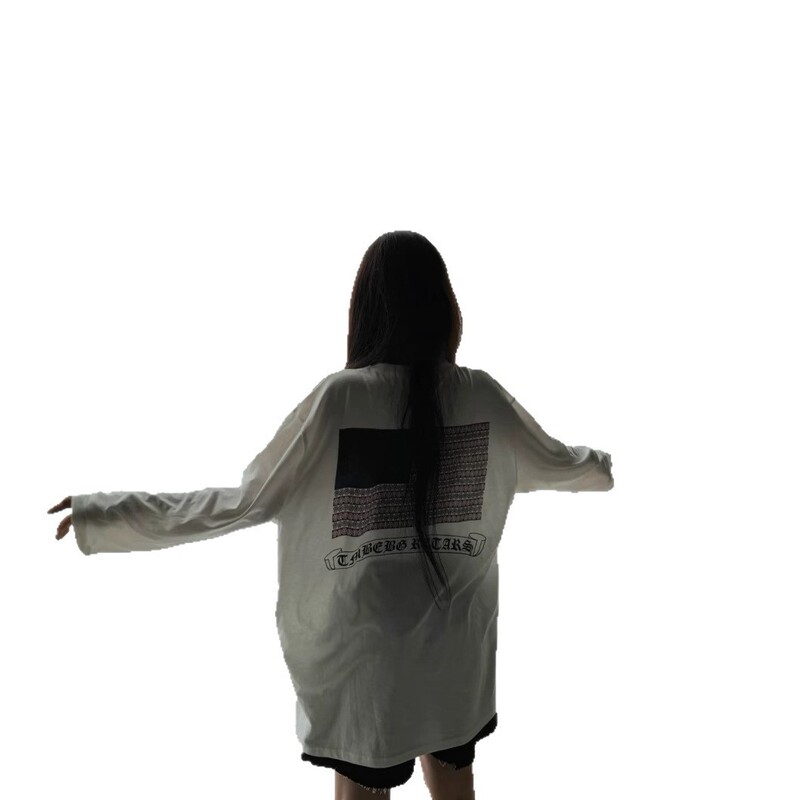 25ss 新しい ch クロウ国章日焼け止め夏薄いわずかに透けるグレーバックプリント V ネック長袖 T シャツ|undefined