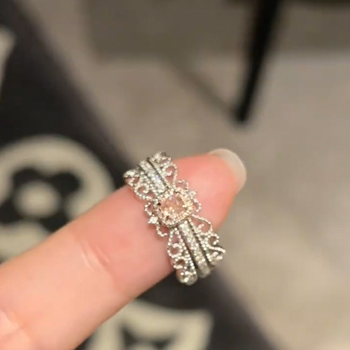 New style zircon round open ring French simple fashion index finger ring personality temperament light luxury hand jewelry wholesale for women