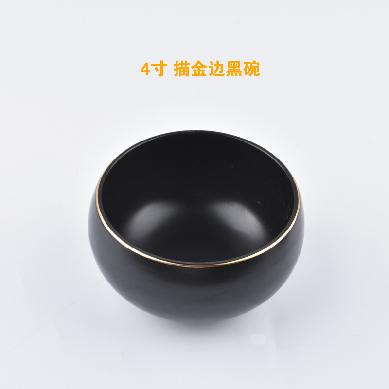 5寸純黒陶磁修行用品出家僧坊主鉢お盆居士菜食鉢碗黒円形深碗|undefined