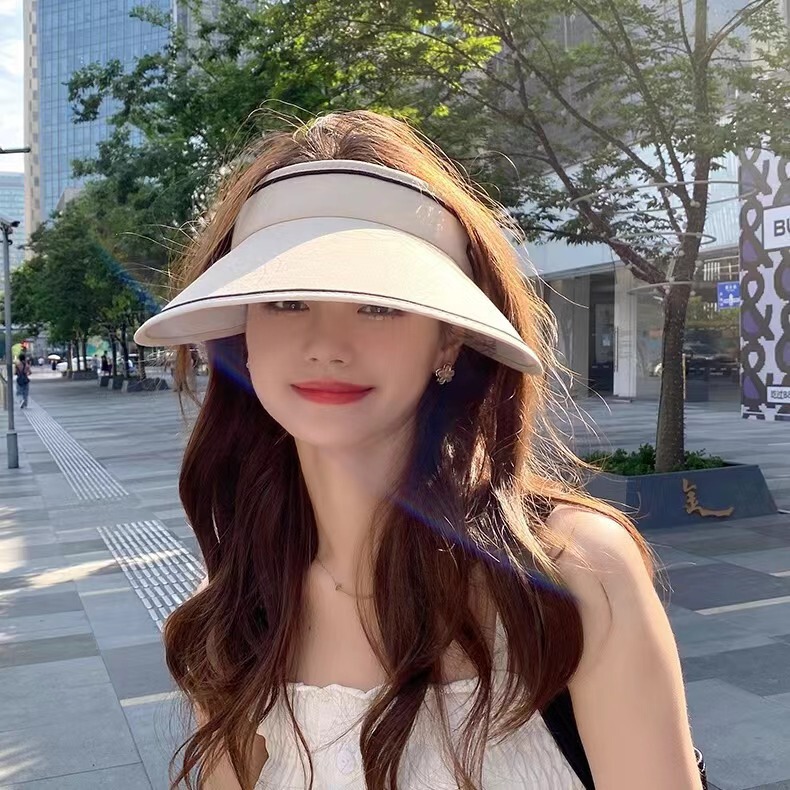 Summer big brim UPF50 + cycling uv protection empty top sun hat female uv sun hat sun hat cover face