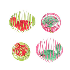 Yiwu Haqi Cat Toy Manufacturer Wholesale Cross-border AliExpress Spring Cage Mouse and Cat Interactive Toy