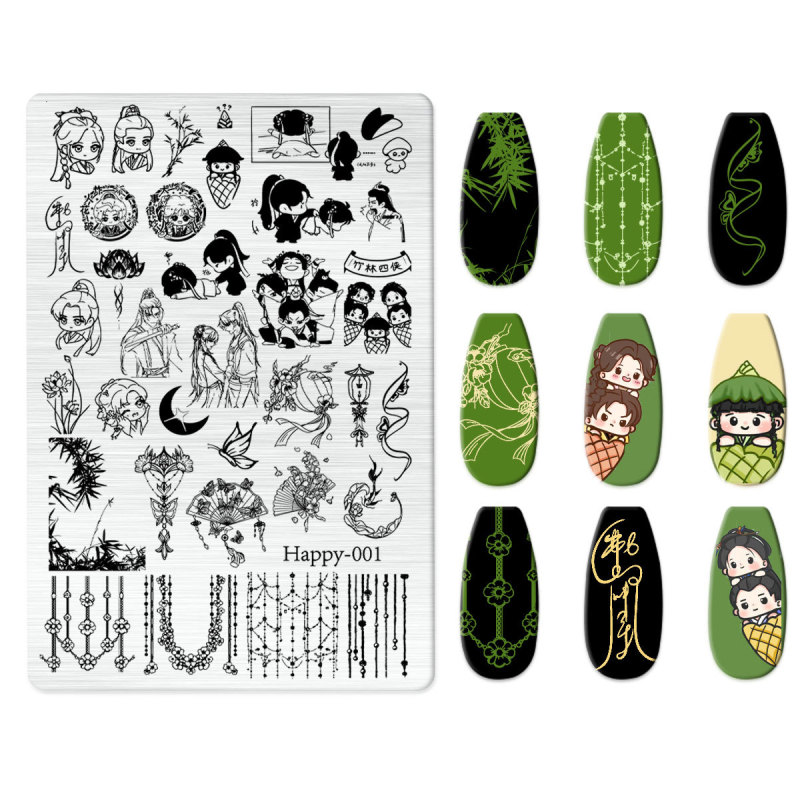 小紅書で人気のジンティエンネイルアートプリントプレート KT猫ネイルアートリボン漫画ラインマットプリントプレート|undefined