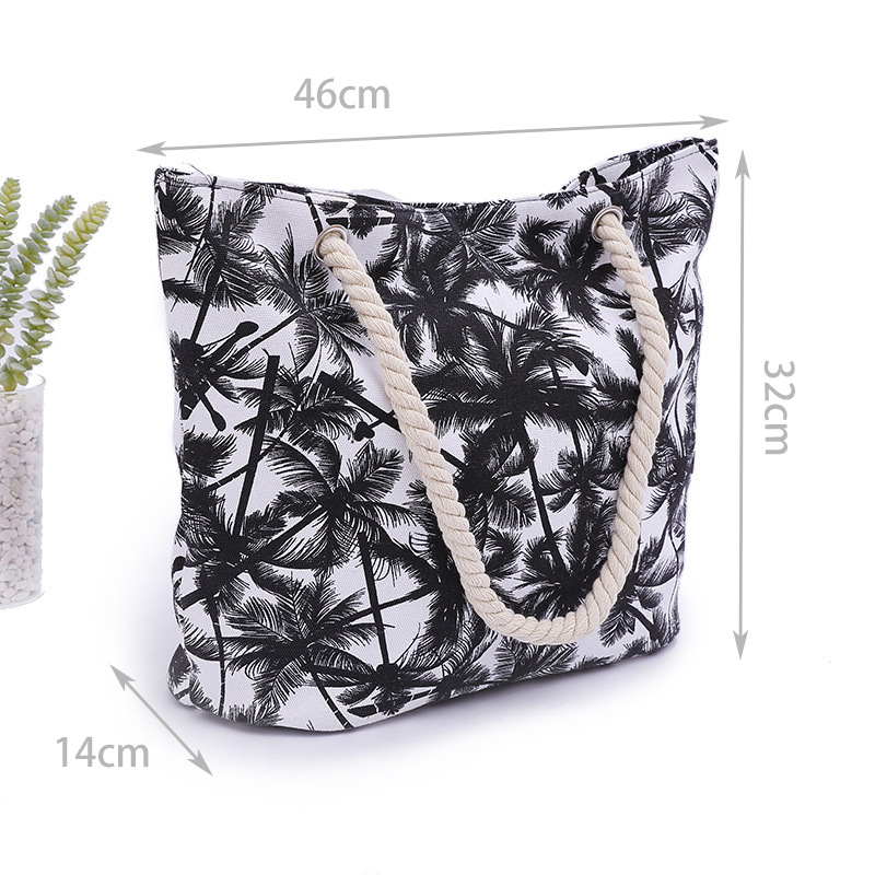 Women's Large Canvas Coconut Tree Vacation Classic Style Square Zipper Tote Bag display picture 6