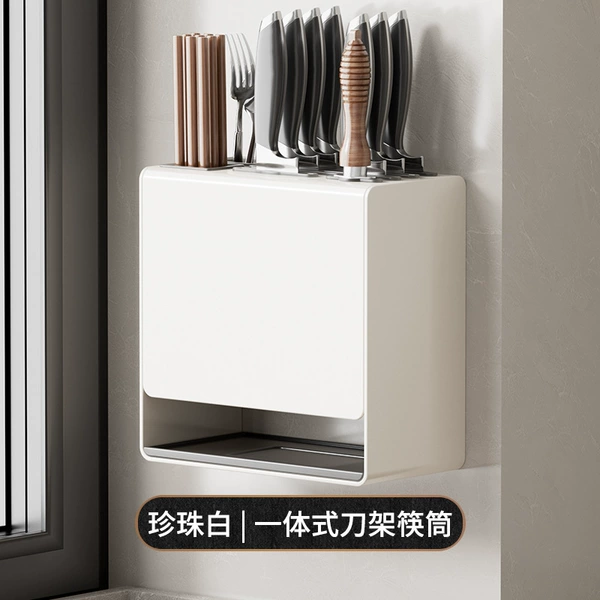 White-knife and chopsticks integrated rack (dual use for countertop/wall hang)