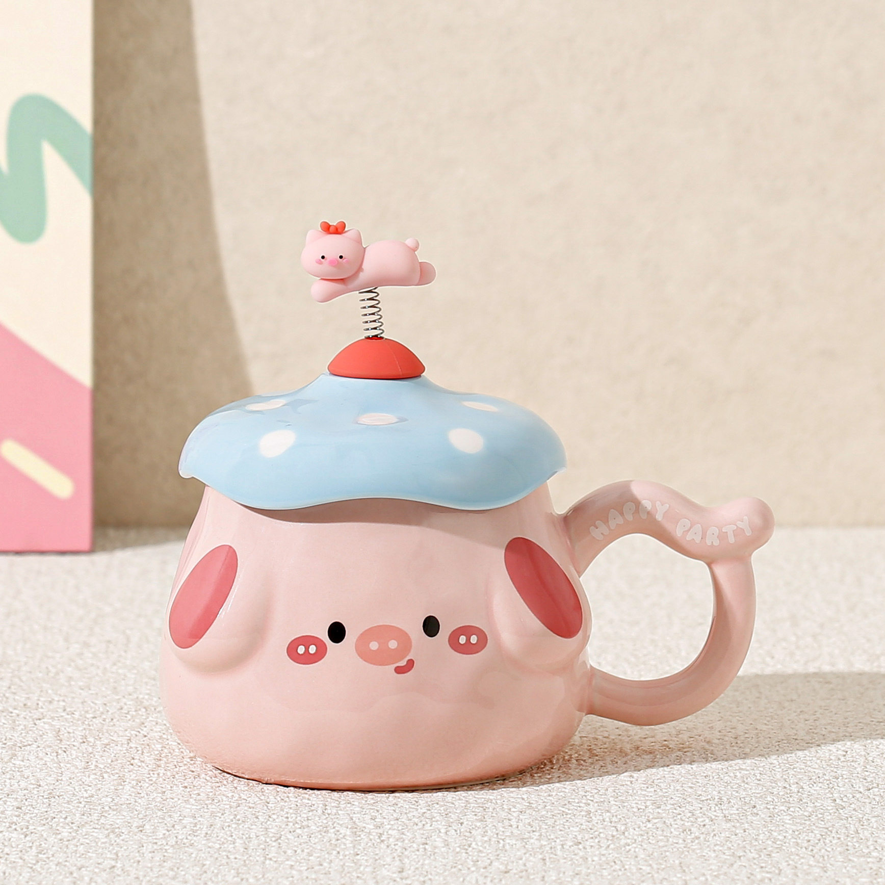 Curioso primavera pequeño animal cabeza de hongos cajas de regalo de alto valor de visualización sistema de curación taza de agua para un regalo de cumpleaños de una amiga