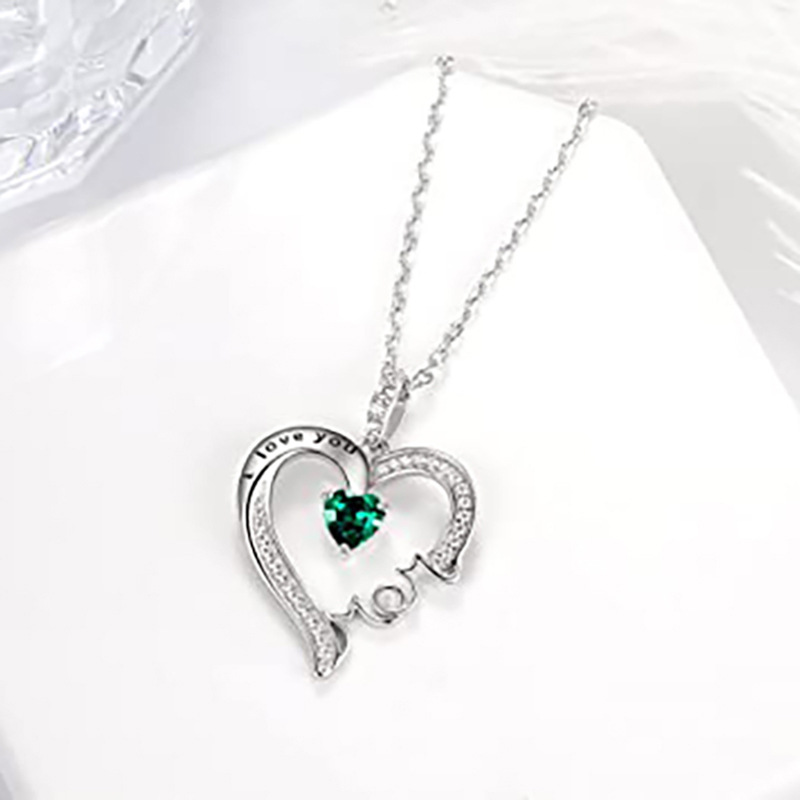 Copper Material Ig Style Letter Heart Shape Copper Inlay Zircon Pendant Necklace