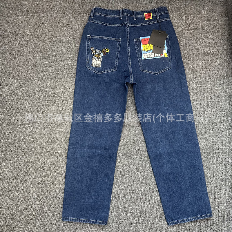 Foreign Trade Denim Skateboard Pants Polar Embroidered Vintage American Jeans Loose Pants Skateboard Jeans Men