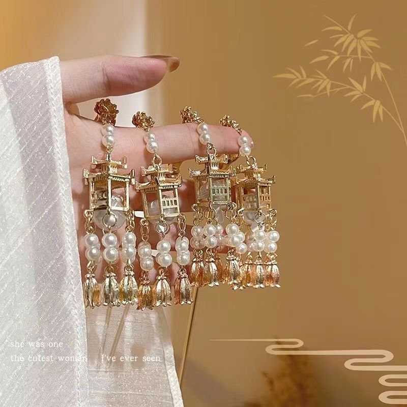 Retro tassel Palace Lamp horquilla palillos emisores de luz de alto grado tocado de estilo antiguo de las mujeres accesorios para el cabello Hanfu joyería diaria de todos los partidos