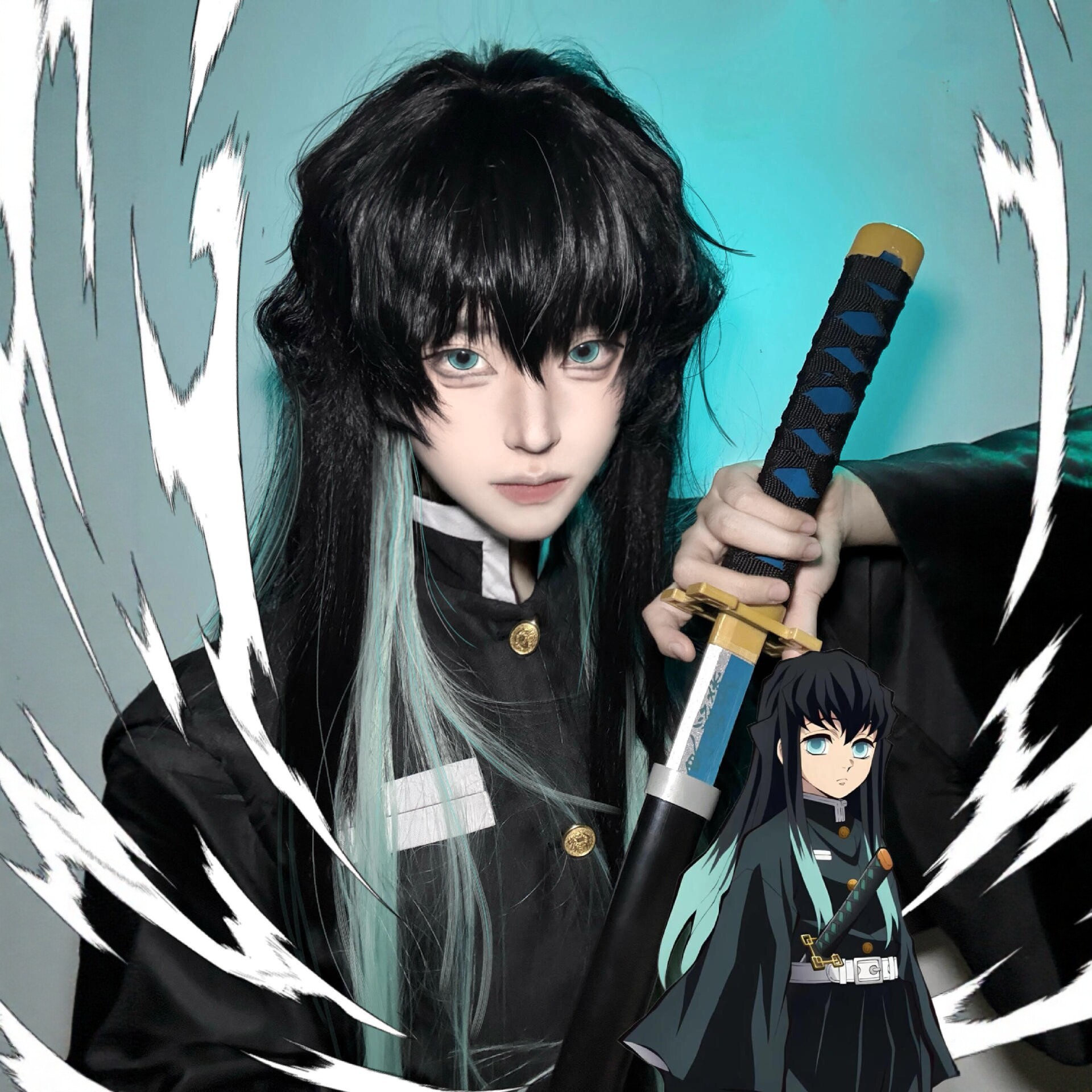 Demon Slayer Muichiro Tokito cosplay outfit, Demon Slayer Corps uniform, Mist Hashirama cosplay costume, Japanese men's clothing
