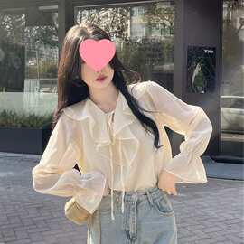 2026年春季新款小个子设计感小众衬衣上衣女百搭温柔甜美长袖衬衫