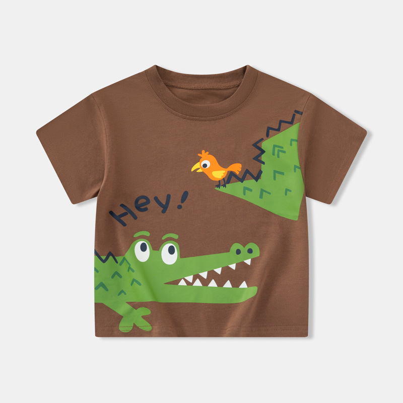 Be top camiseta de manga corta para niños verano nuevo estilo chico chaqueta de bebé dibujos animados cocodrilo envío transfronterizo de una pieza