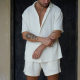 2025 Amazon spring and summer new men's commuter suit casual button shirt short sleeve shorts men's foreign trade