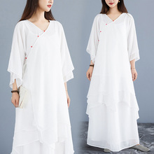 实拍 佛系居士服白色仙气中国风飘逸禅舞服禅意茶服女素衣三件套
