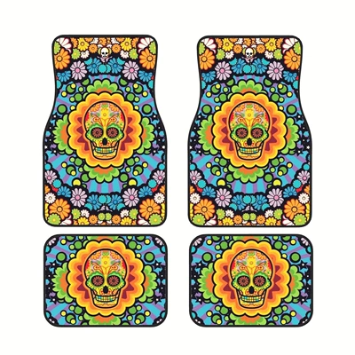Cross-border American skeleton Halloween car mats easy to clean crystal velvet decorative mats Amazon a generation of hair