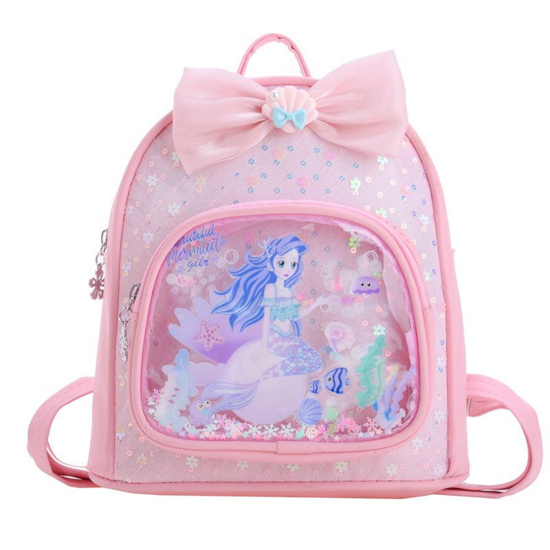 Jardín de infantes bebé mochila adorable arco transparente arena movida mochila de niñas nueva mochila de niños con sequillas
