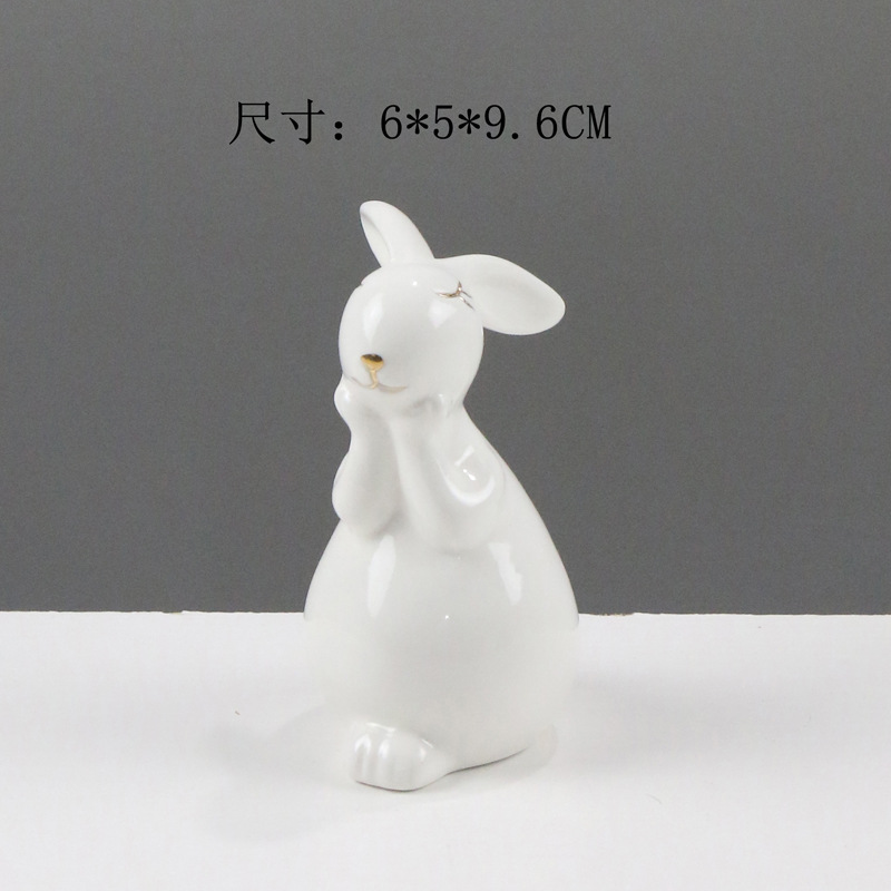 Personalidad nórdica de cerámica pintada en oro ligera de lujo conejo adornamiento creativo para el hogar joyería de la sala de estar regalos de Pascua