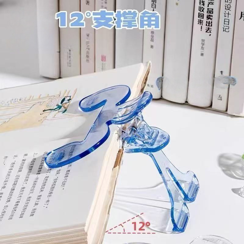 ブッククリップホルダー、透明クリップ付きブックリーディングスタンド、テスト用紙クリップ、プラスチッククリップ、ブッククリップスタンド、高価値で厚みのある|undefined