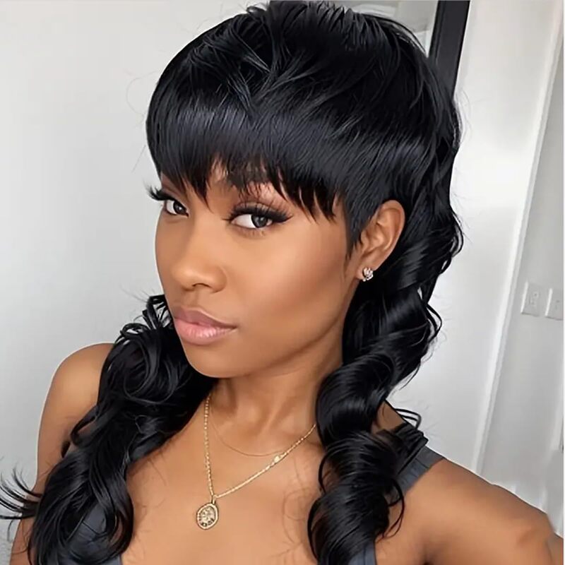 European and American wig finishing elf mullet roll female wig headgear Mullet Pixie Cut Xuchang wig factory