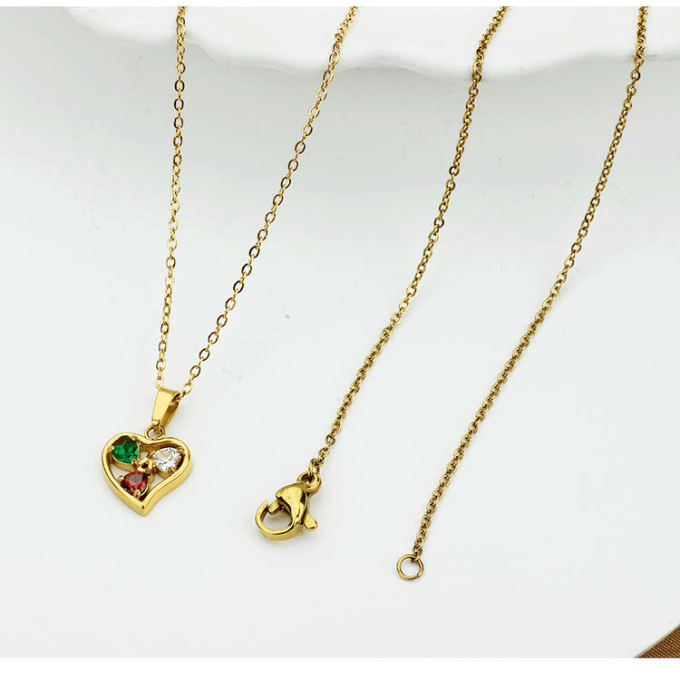 Titanium Steel Chain Material 1 Piece Quantity Wholesale Jewelry Elegant Simple Style Heart Shape Floral Titanium Steel Zircon Inlay Pendant Necklace