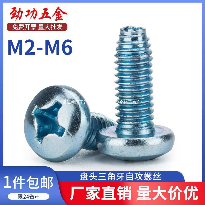 Самоблокирующие винты с треугольной резьбой с цилиндрической головкой, закаленные саморезы с крестообразным утоплением, винты M2M3M4M5M6 6L