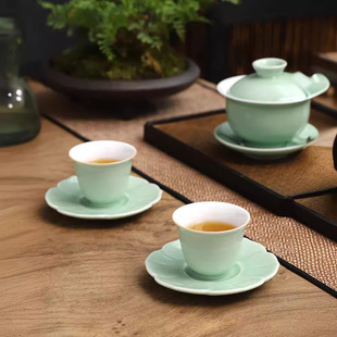 Celadon color tea cup mat ceramic heat insulation anti-scald coaster Cup tray tea tray kung fu tea set tea ceremony accessories toast tea mat