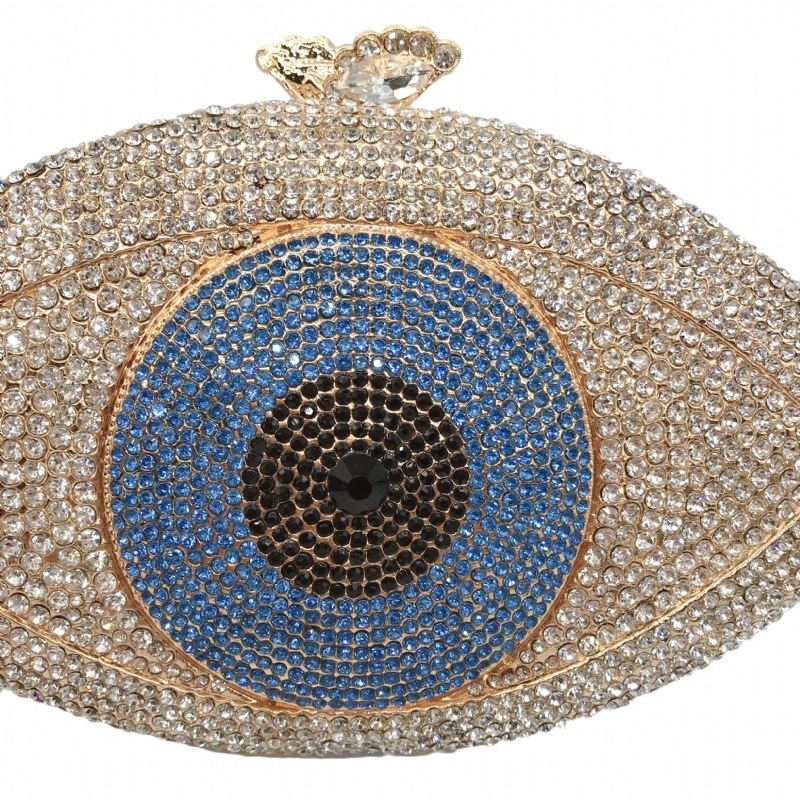 Bolsas de mujer transfronterizas con diamantes en los ojos, bolsas de diamantes metálicas vacías, bolsas de mano, vestidos de banquete, mano llena de diamantes.