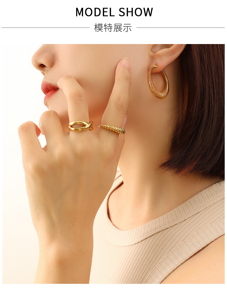 simple geometric round oval earrings titanium steel plated 18k gold earrings