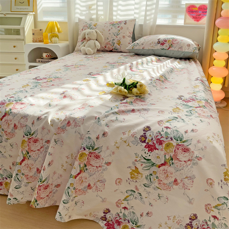 2025 nueva sábana de algodón fresco pequeña pieza individual 100 algodón dormitorio de estudiantes cama individual funda de almohada de tres piezas 2
