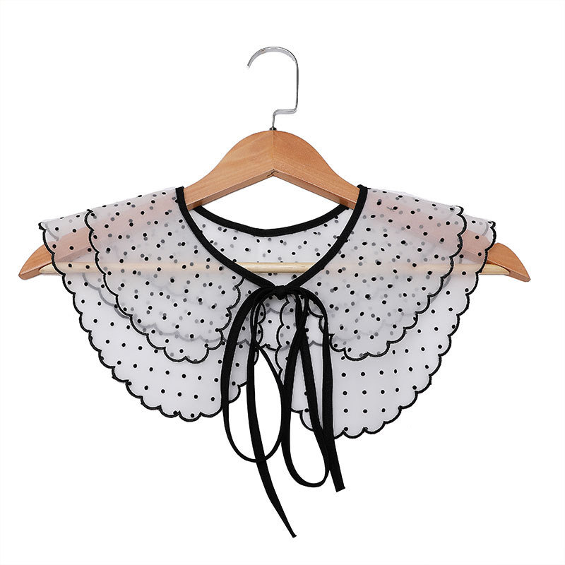 Camisas de encaje de verano cuello falso doble encaje ondulado cuello de muñeca vestido de moda cuello de material de camisa comercial image 5