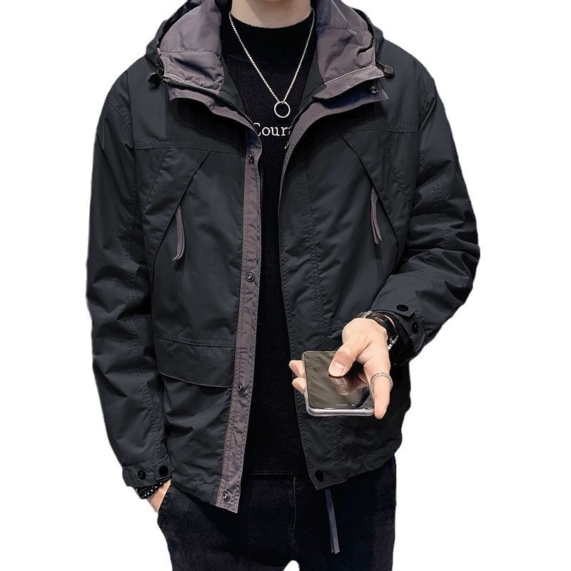 春秋季2025新款外套男潮牌连帽冲锋衣男装上衣服休闲工装男士夹克|undefined