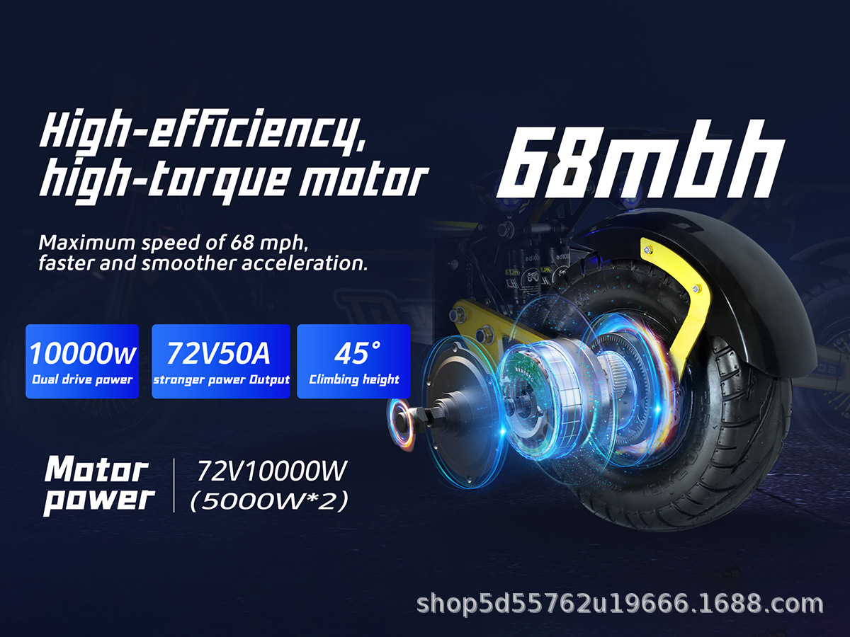 GT-M8 72V Dual Drive 10000W Off-Road Electric Scooter, Foldable, 110 mph Speed, Long Range Electric Vehicle