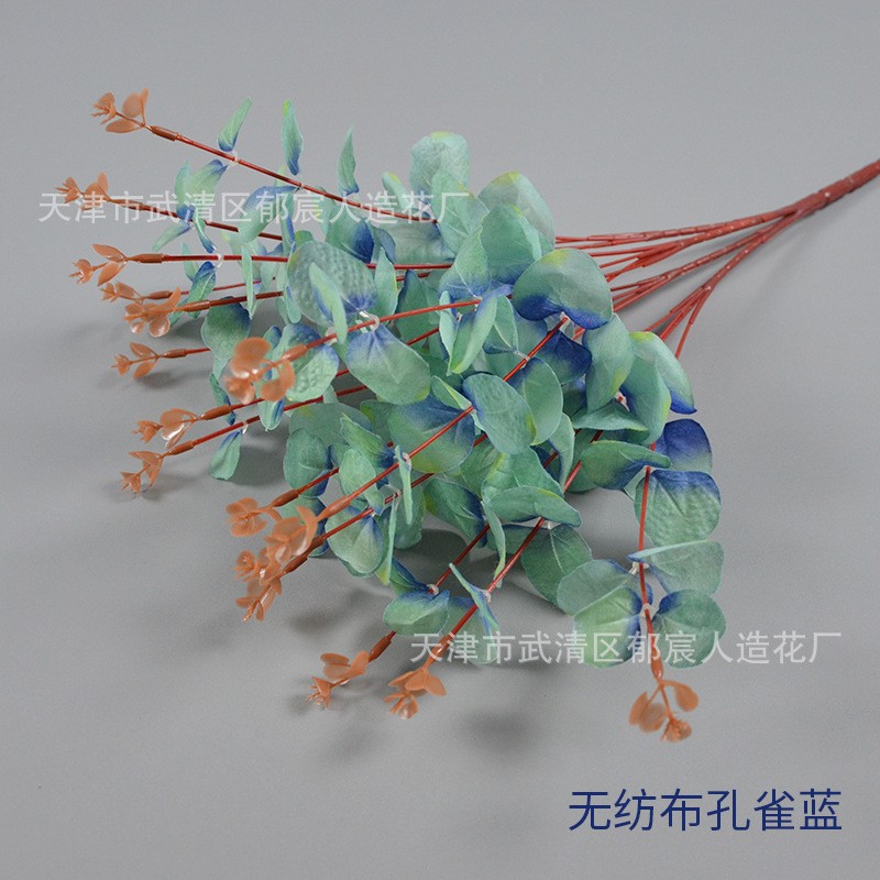 Eucalipto Artificial al por Mayor para Decoración de Bodas, Ramo de Eucalipto de 4 Ramas y 16 Cabezas, Flores Artificiales de Mano, Plantas Artificiales