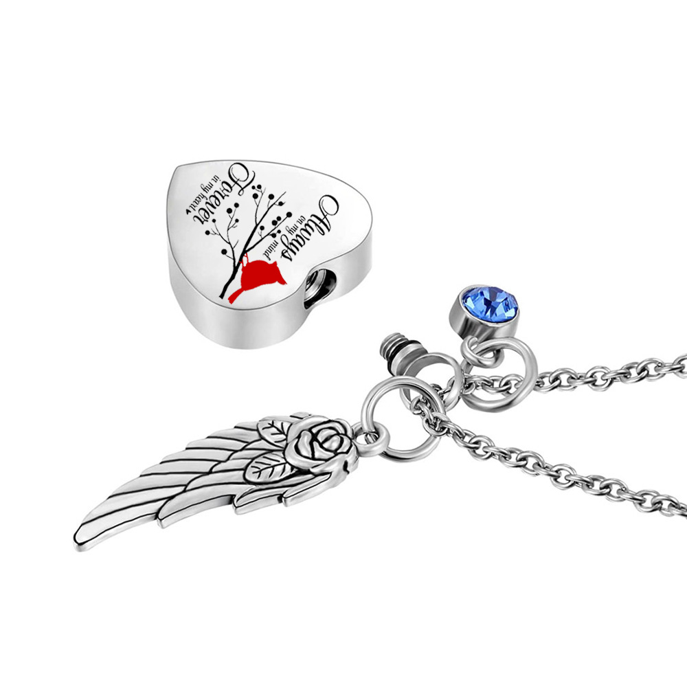 AliExpress de acero inoxidable torcido melocotón en forma de corazón collar de hombres y mujeres de estilo europeo y americano ataúd cinerario letras conmemorativas colgante de amante de mascotas