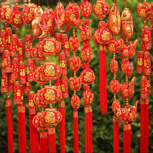 Wedding Supplies Festive Red Pepper Pendant Spring Festival New Year Decoration Chinese Knot Pendant Chili Firecracker Lucky Bag Wholesale