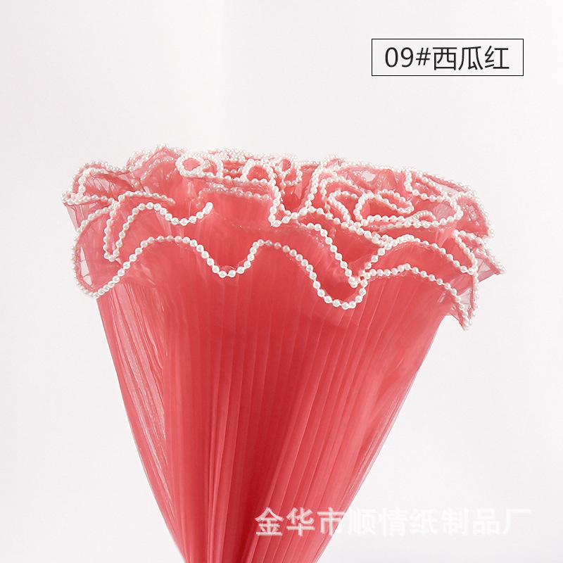 Papel de embalaje para flores con perlas onduladas, unilateral, de malla, para floristería, transfronterizo, al por mayor