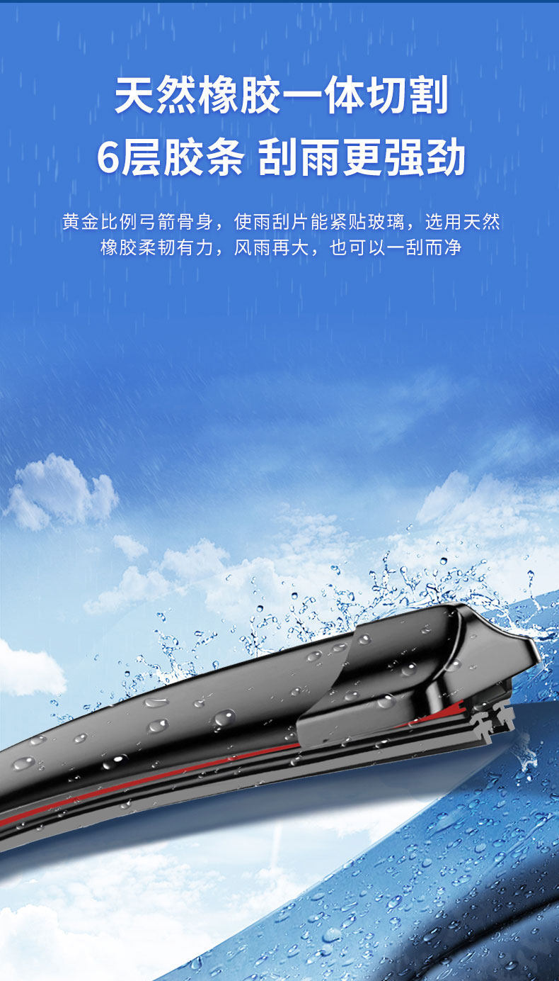 Six-blade wipers are suitable for Geely Haoyue L, original factory car-specific, 22 models, 20-inch boneless rear wiper blade