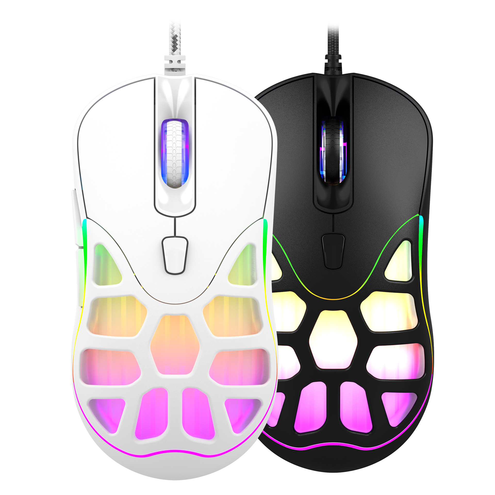 New Model Private Design Perforated Mouse, Lightweight Hollow Gaming Mouse with Rgb Running Lights, Macro Programming, Exclusively for Cross-Border Sales