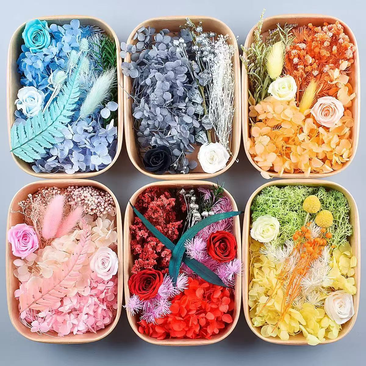 Paquete mixto de bricolaje, decoración hecha a mano, flor eterna, material de paquete de flores secas, marco de fotos de bricolaje, paquete de flores en relieve, día de la mujer