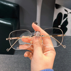 Ultra-light, frameless, nearsighted glasses for women, Jennie style, anti-blue light, radiation-free, plain, slimming, Korean style, men's 