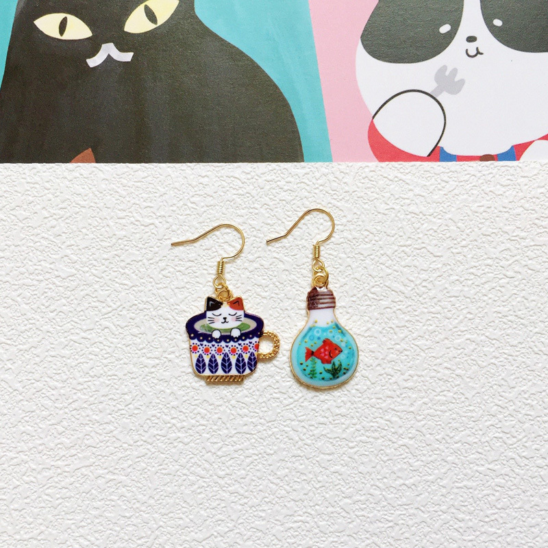 Cute Cat Metal Enamel Women's Drop Earrings 1 Pair display picture 5